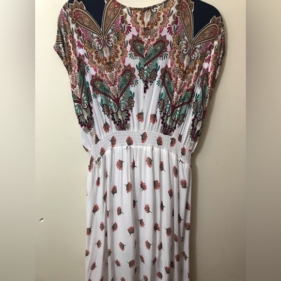 Umgee Womens Rayon Mixed Floral Print V Neck Cap Sleeves Maxi Dress Size M - Picture 10 of 15